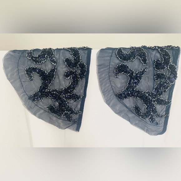 Never altered never worn formal beaded gown by Montage Size S. Deep Ocean (Navy) - Picture 3 of 9